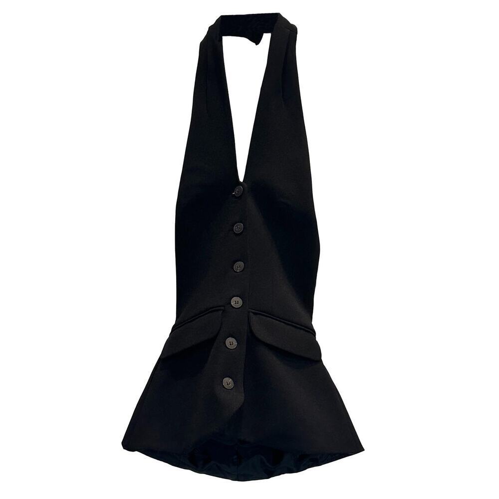 Nasty Gal - Premium Halter Tailored Tank (Black) - Size US 0